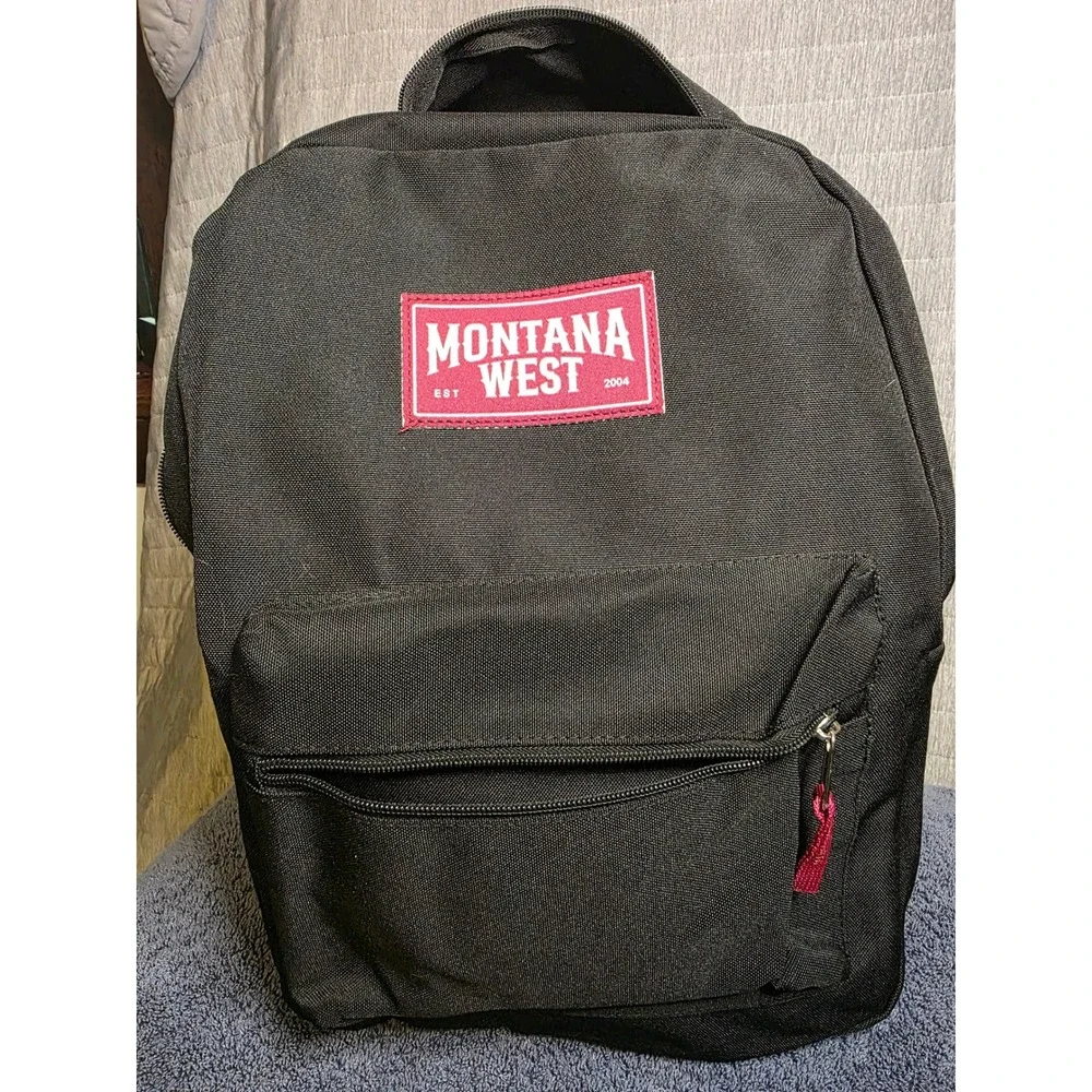 826 Montana West Backpack Black Burgundy School Travel Bag MWC-575SBK NWT